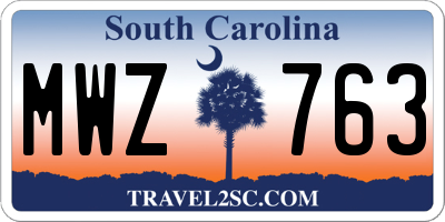 SC license plate MWZ763