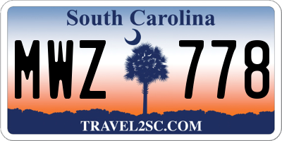 SC license plate MWZ778