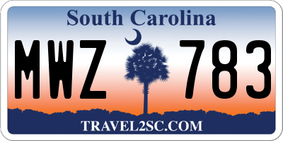 SC license plate MWZ783