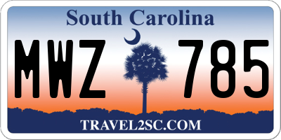SC license plate MWZ785
