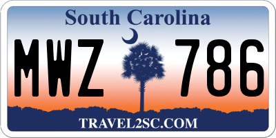 SC license plate MWZ786