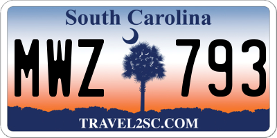 SC license plate MWZ793