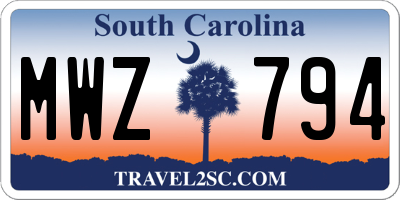 SC license plate MWZ794