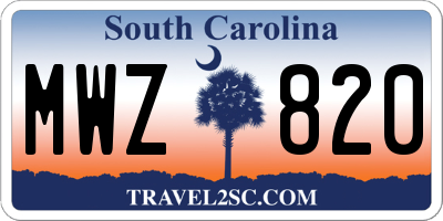 SC license plate MWZ820