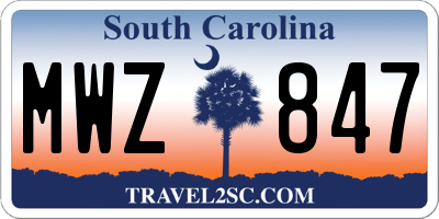 SC license plate MWZ847