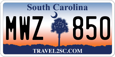SC license plate MWZ850