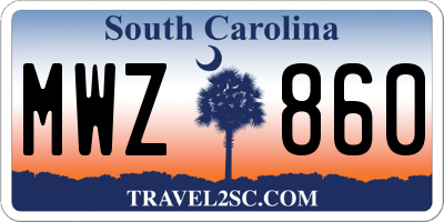 SC license plate MWZ860