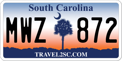 SC license plate MWZ872