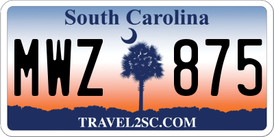 SC license plate MWZ875