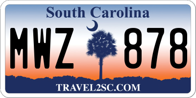 SC license plate MWZ878