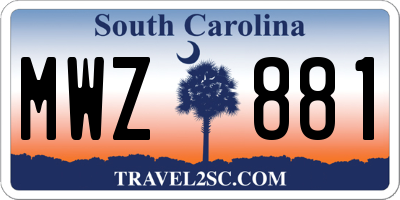 SC license plate MWZ881