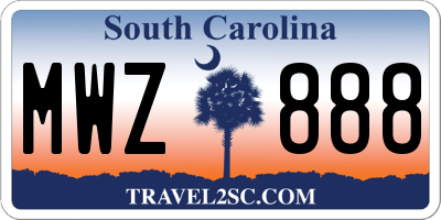SC license plate MWZ888