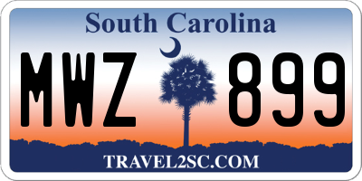 SC license plate MWZ899