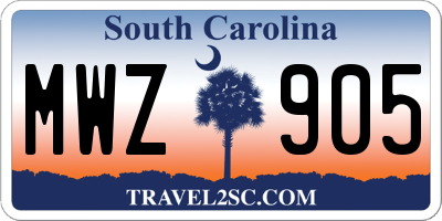 SC license plate MWZ905