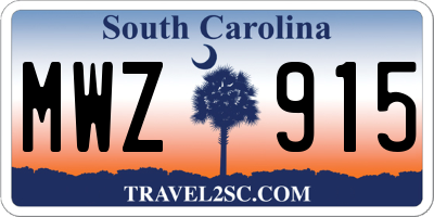 SC license plate MWZ915