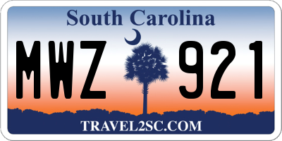 SC license plate MWZ921