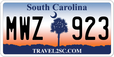 SC license plate MWZ923