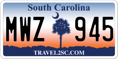 SC license plate MWZ945