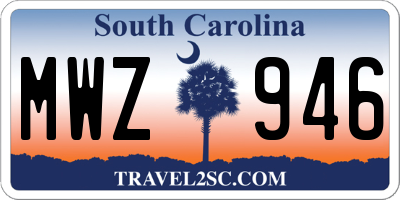 SC license plate MWZ946