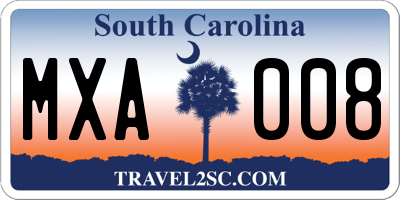 SC license plate MXA008