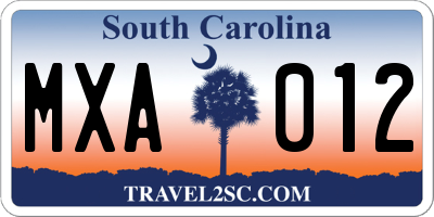 SC license plate MXA012