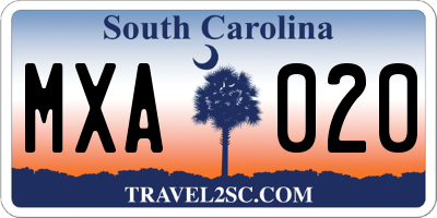 SC license plate MXA020