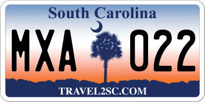 SC license plate MXA022