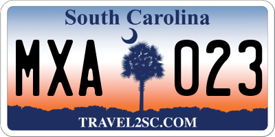 SC license plate MXA023
