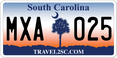 SC license plate MXA025