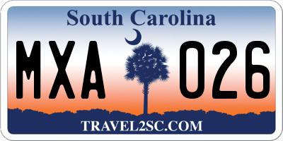 SC license plate MXA026