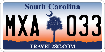 SC license plate MXA033