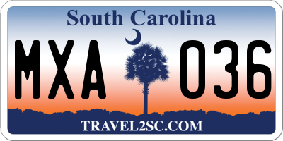 SC license plate MXA036