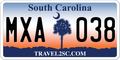 SC license plate MXA038