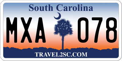 SC license plate MXA078