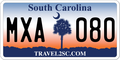 SC license plate MXA080