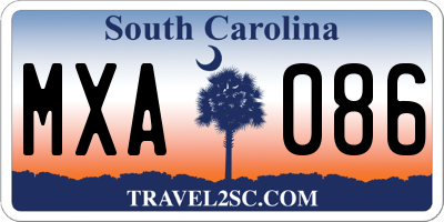 SC license plate MXA086