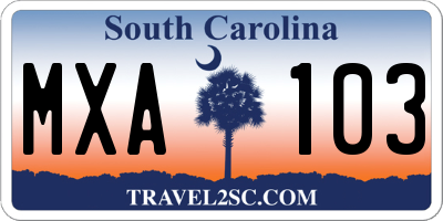 SC license plate MXA103