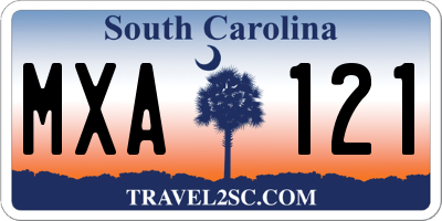 SC license plate MXA121