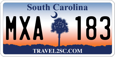 SC license plate MXA183