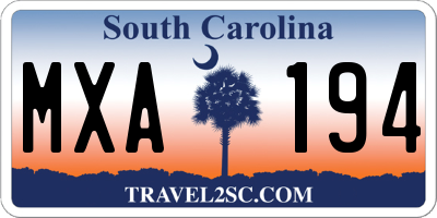 SC license plate MXA194