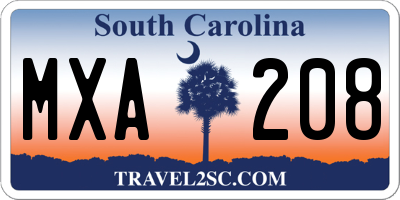 SC license plate MXA208