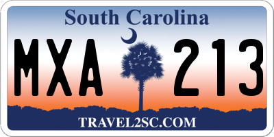 SC license plate MXA213