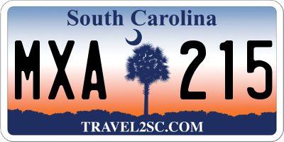 SC license plate MXA215