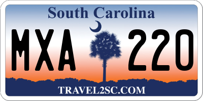 SC license plate MXA220