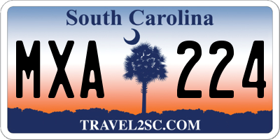 SC license plate MXA224