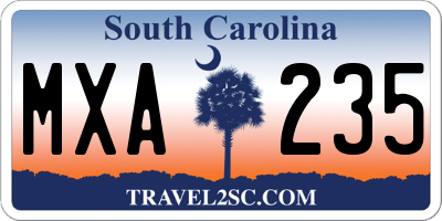 SC license plate MXA235