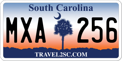 SC license plate MXA256