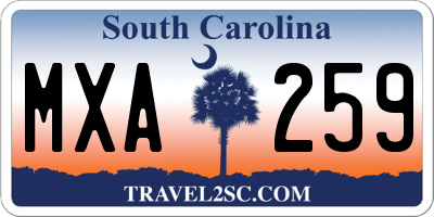 SC license plate MXA259