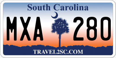 SC license plate MXA280