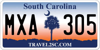 SC license plate MXA305